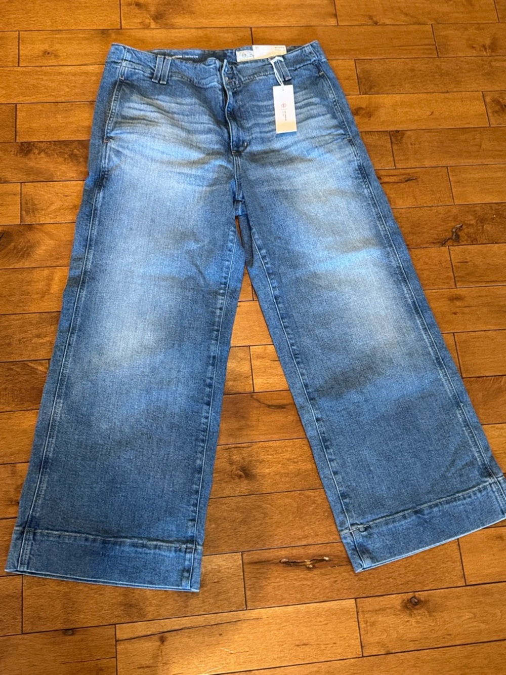 AG Wide Leg Flare Jeans in Light Blue Wash